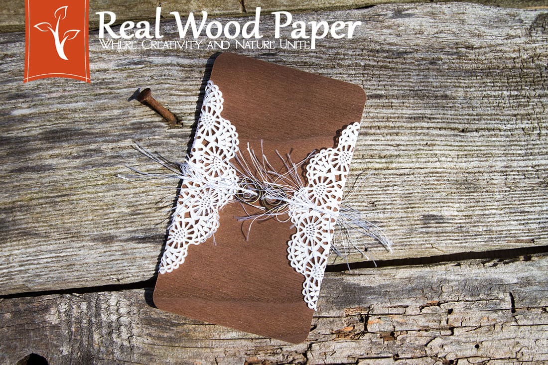Walnut Wood Paper Wrapped in Paper Doily