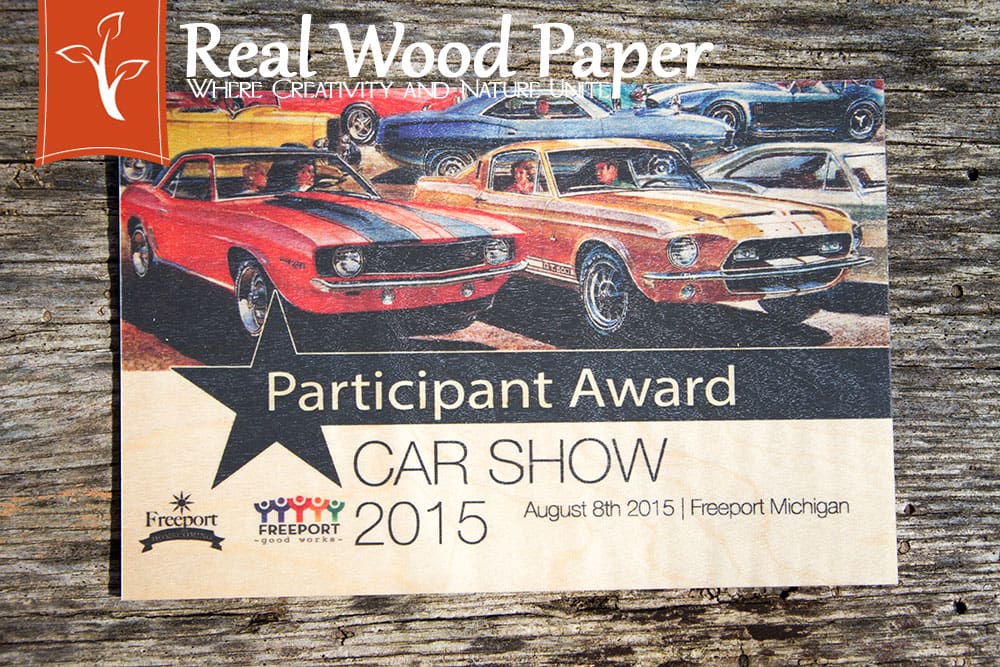 Real Wood Printed Car Show Plaque 1/16" Maple