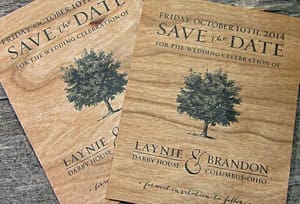 Real Wood Paper Save The Date Cards