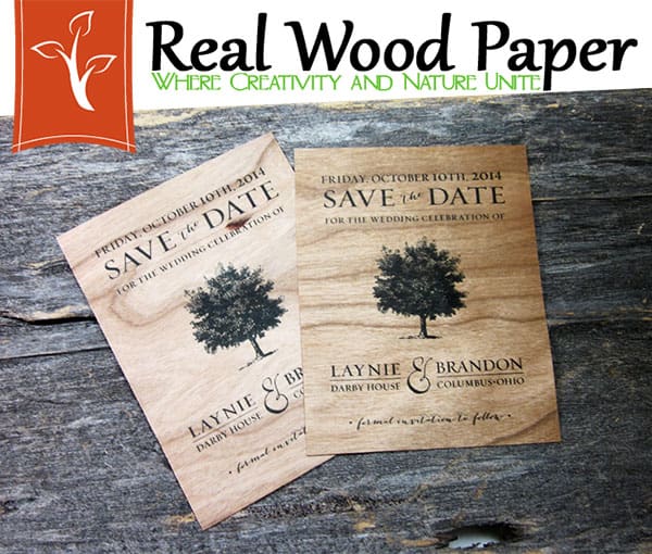 Real Wood Paper Cherry Printed Save The Date Cards