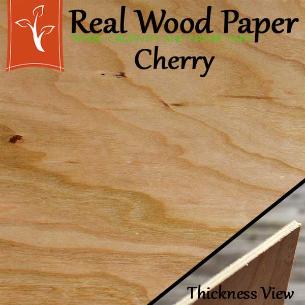 Cherry 12" x 8" Wood Panel 1/8" Thick Real Wood Paper