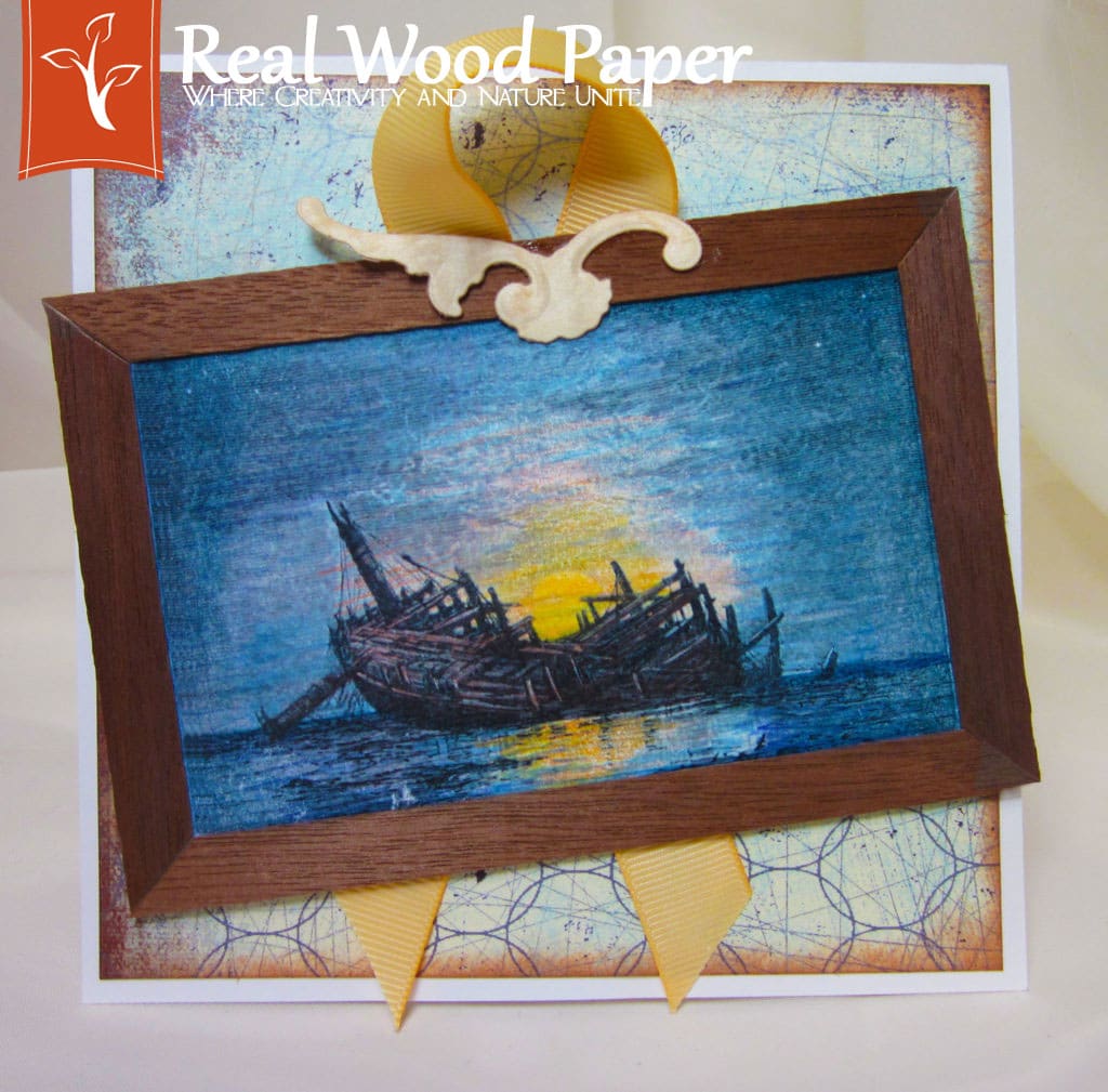 Walnut Wood Paper Picture Frame Greeting Card