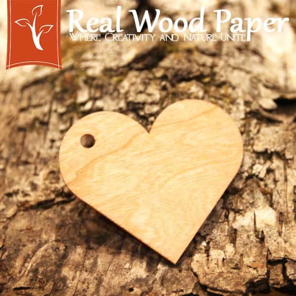 Cherry Wood Laser Cut Heart Shape Hang Tag