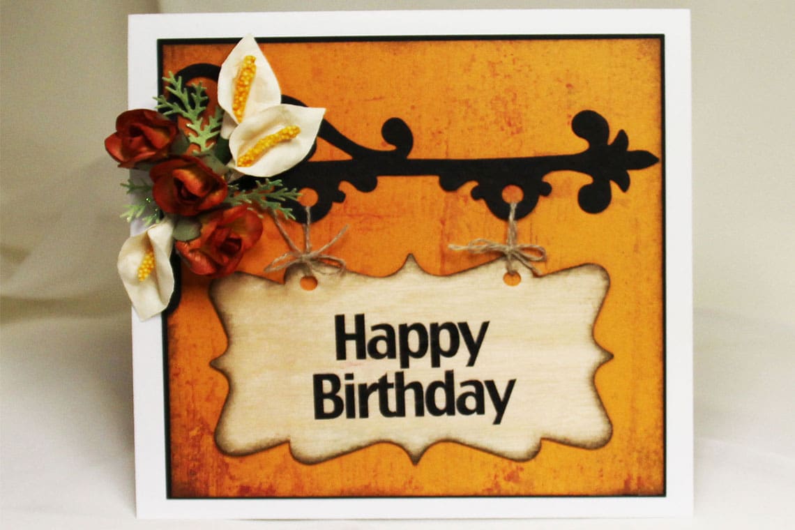 Wood die cut birthday card