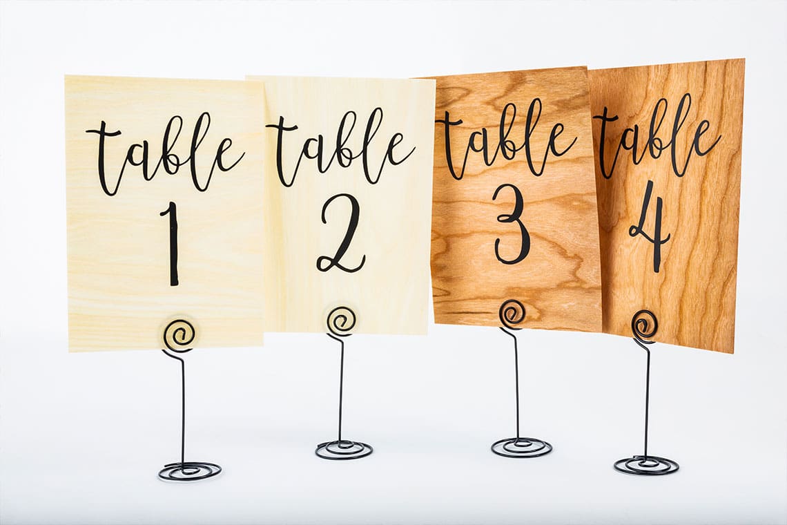 Cherry Wood and Aspen Wood Wedding Table Number Signs