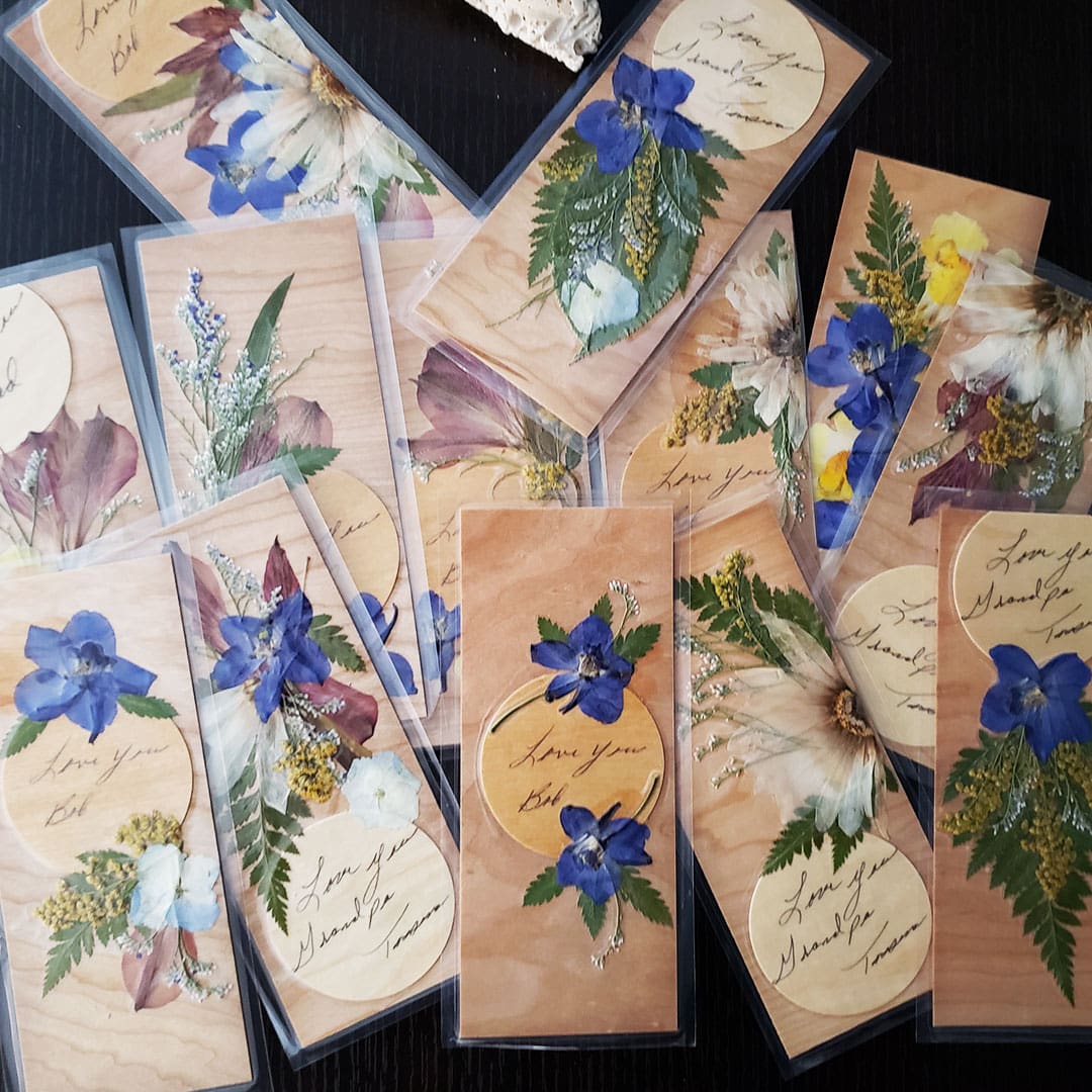 Pressed Flower Memorial Bookmark Wooden | Real Wood Paper Pressed Flower Memorial Bookmark Wooden