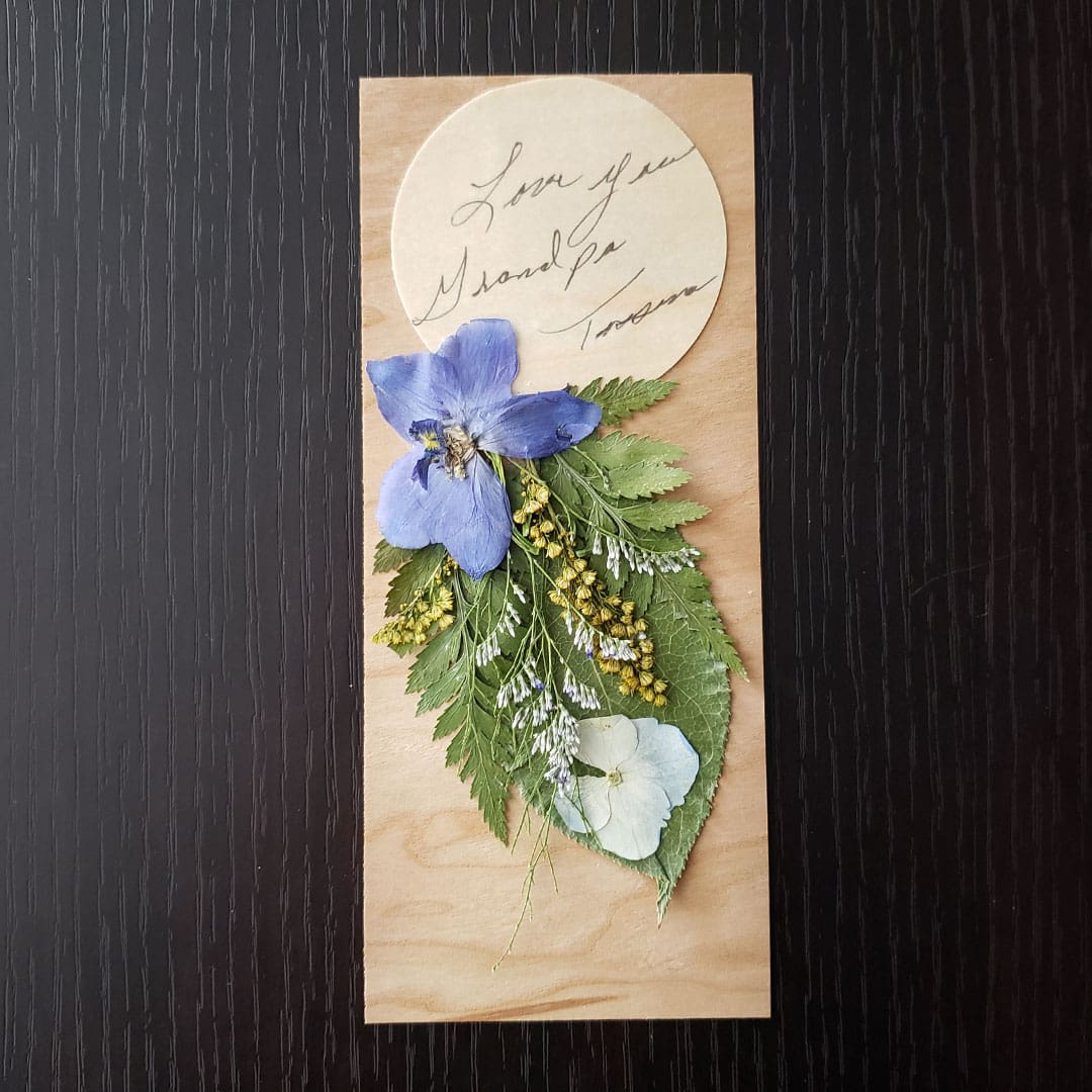 Pressed Flower Memorial Bookmark Wooden