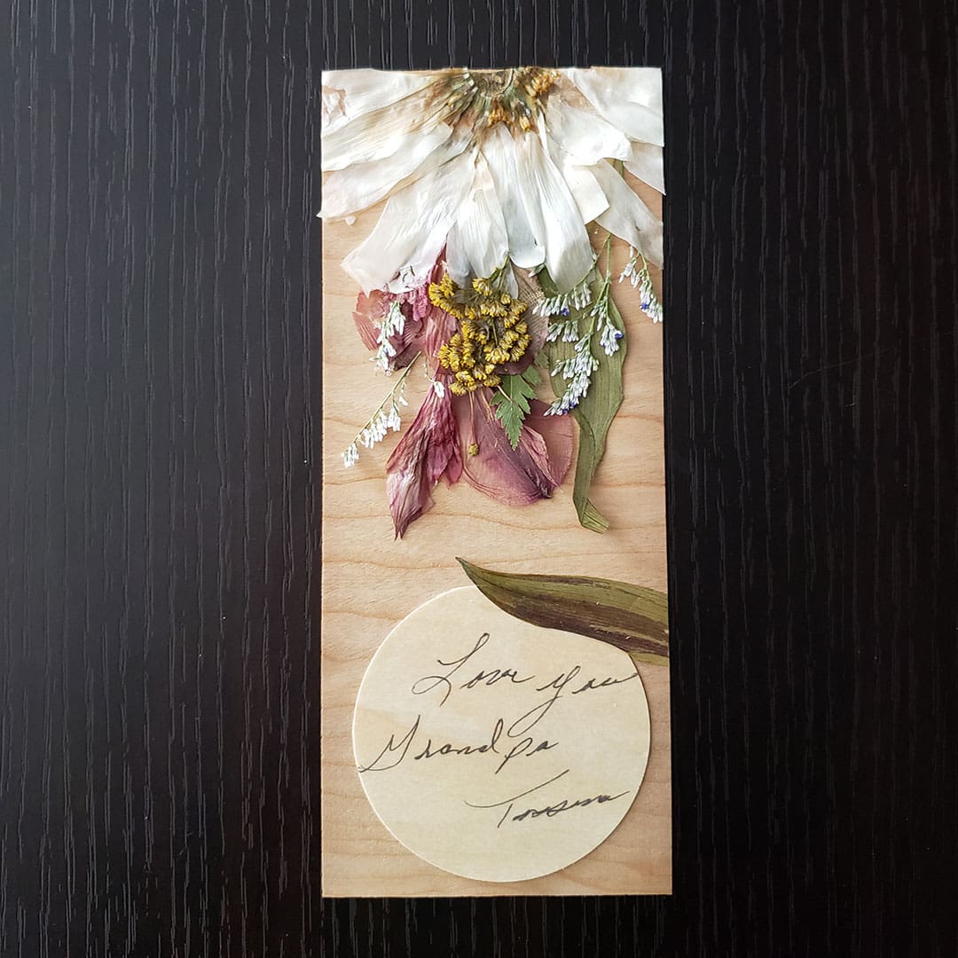 Pressed Flower Memorial Bookmark Wooden