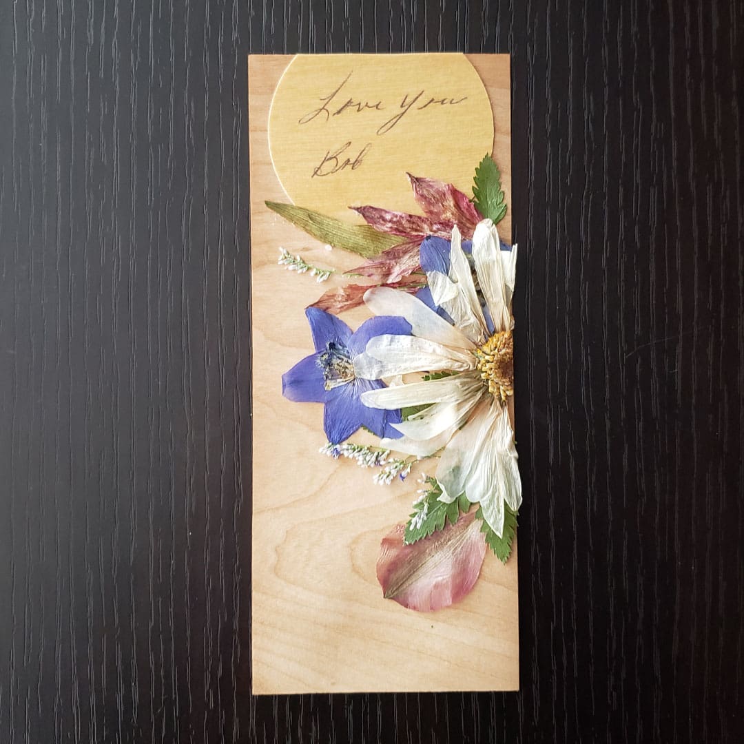 Pressed Flower Memorial Bookmark Wooden | Real Wood Paper Pressed Flower Memorial Bookmark Wooden