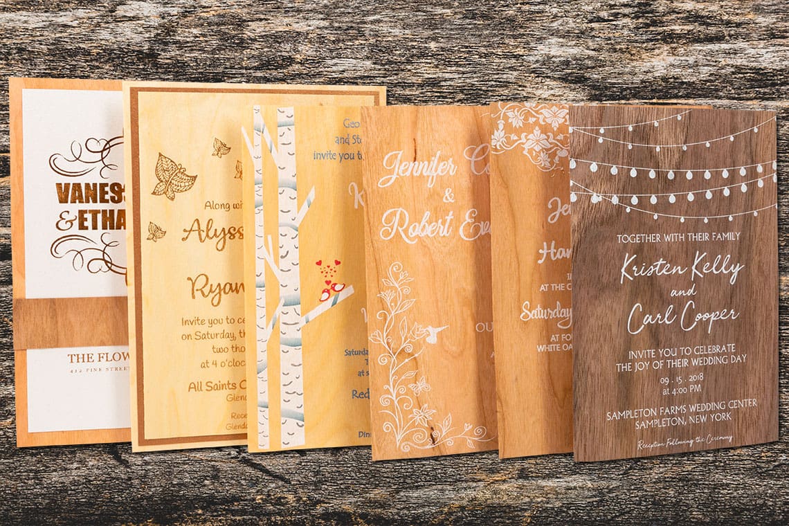 Wedding Invitations Printed on Wood | Real Wood Paper Wedding Invitations Printed on Wood