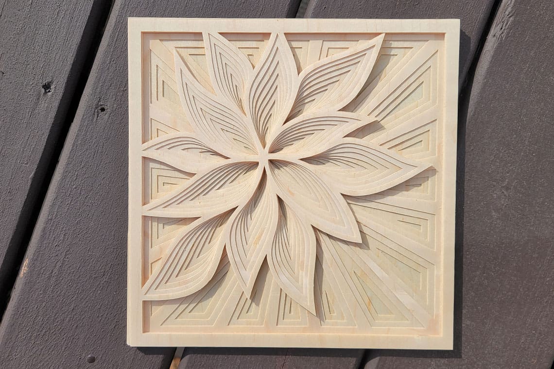 Real Wood Paper 3D Layered Mandala Flower