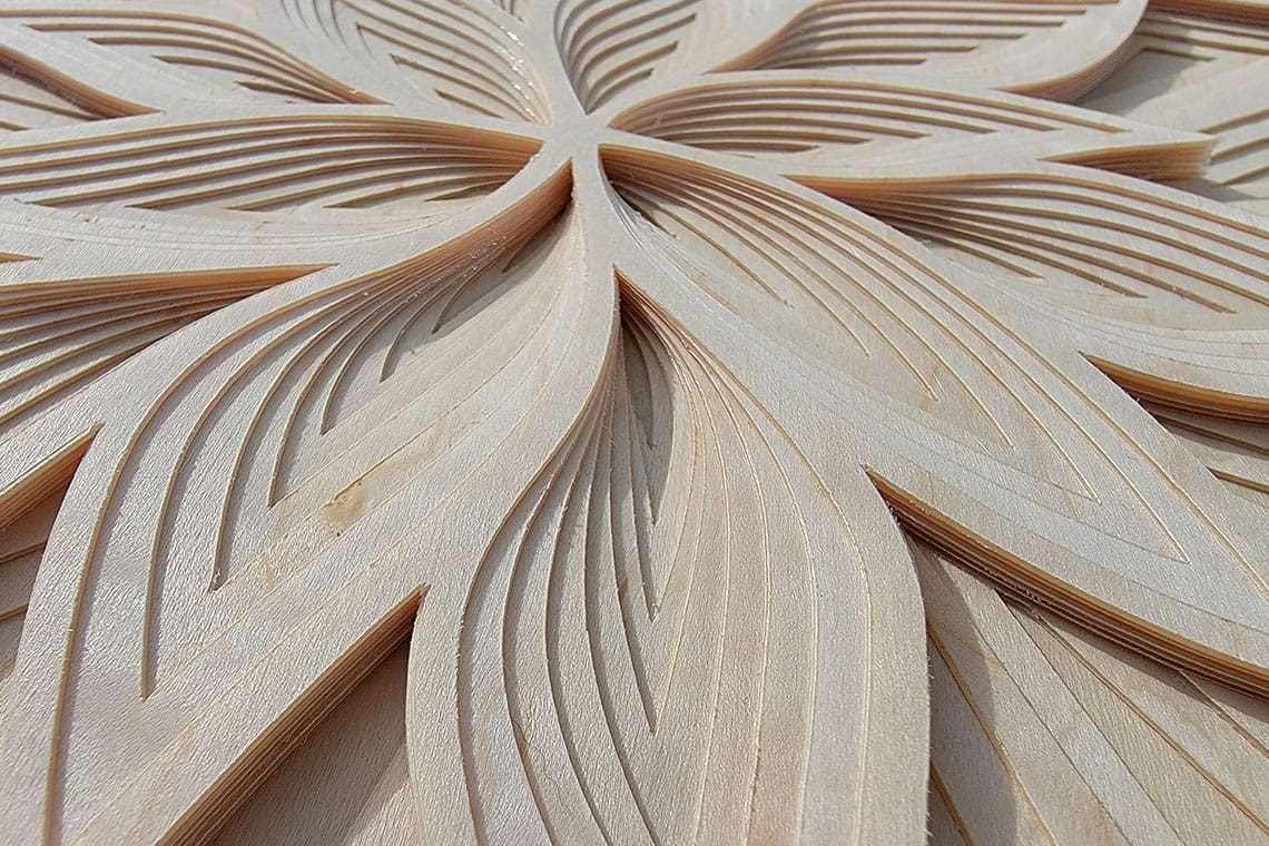 3D Wood Mandala Flower | Real Wood Paper 3D Wood Mandala Flower