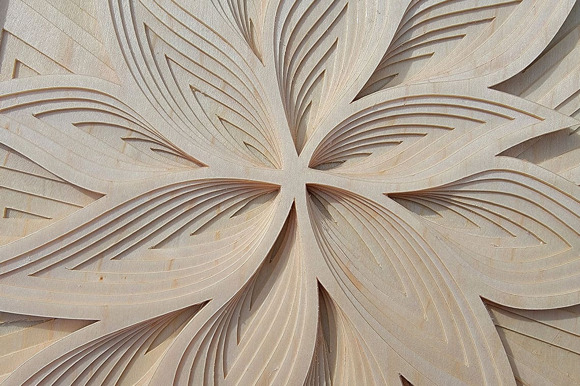 3D Wood Veneer Mandala Flower