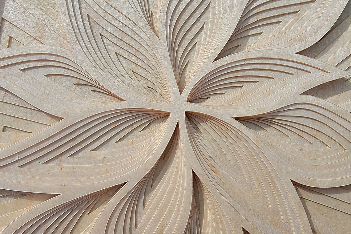 3D Wood Veneer Mandala Flower | Real Wood Paper 3D Wood Veneer Mandala Flower