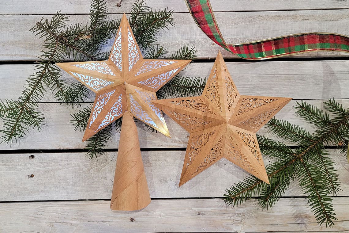 3D Wood Star and Christmas Tree Topper