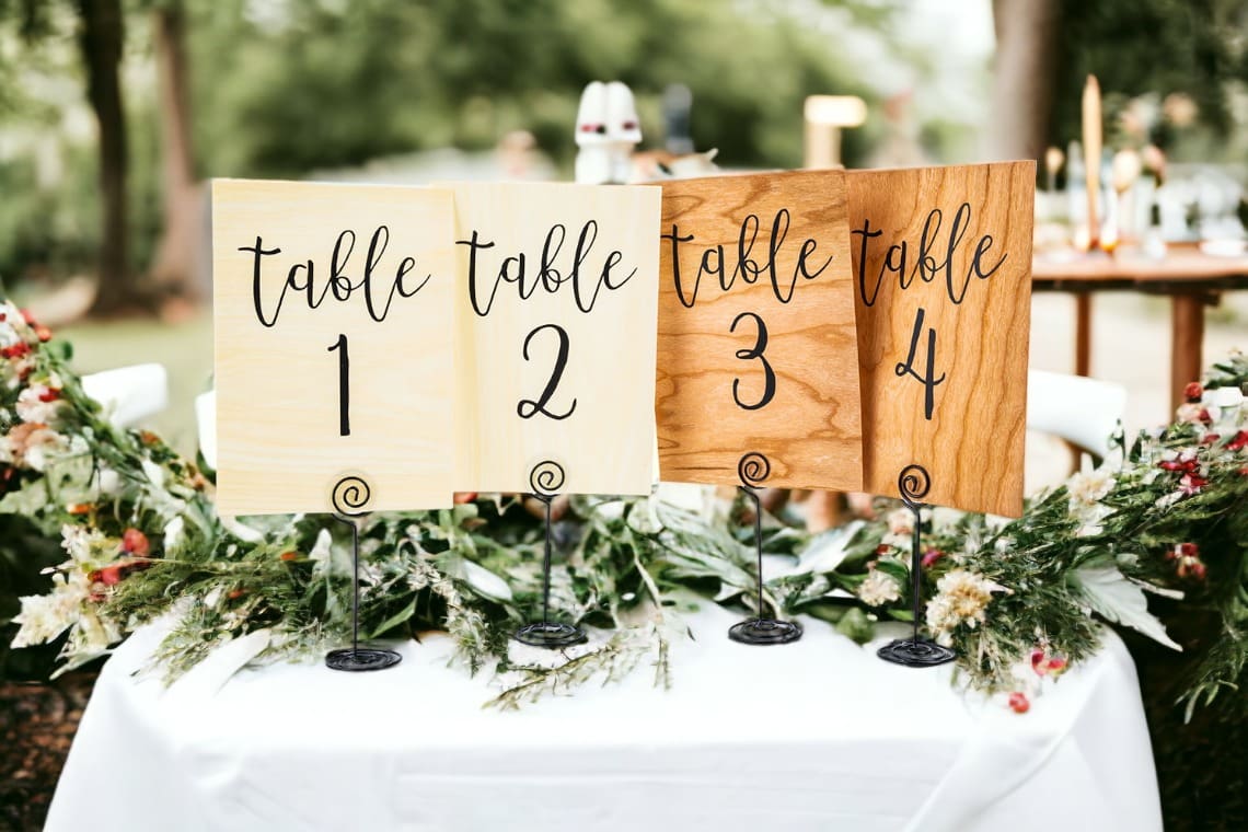 Wood Table Number Signs