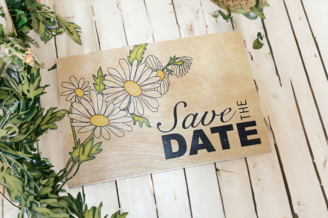Wooden Save the Date Birch Card