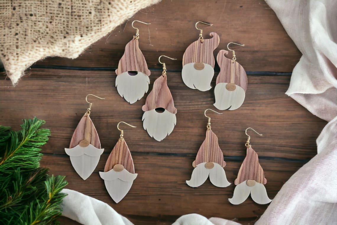 DIY Wood Earrings Christmas Santa