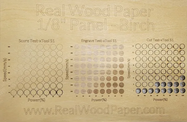 Birch Wood xTool Laser Settings Chart